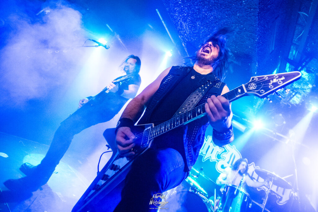 US Heavy Metal band NIGHT DEMON playing in Viper Room Vienna, Austria on 28 May 2022.