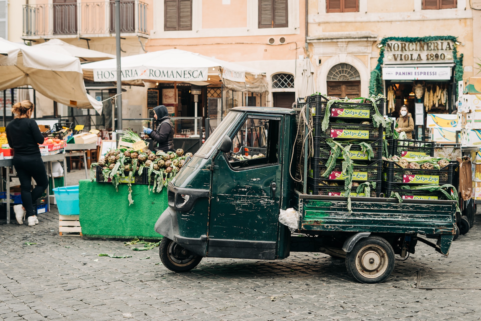 Cucina Vegetariana - Straßenmarkt am Campo de Fiori in Rom